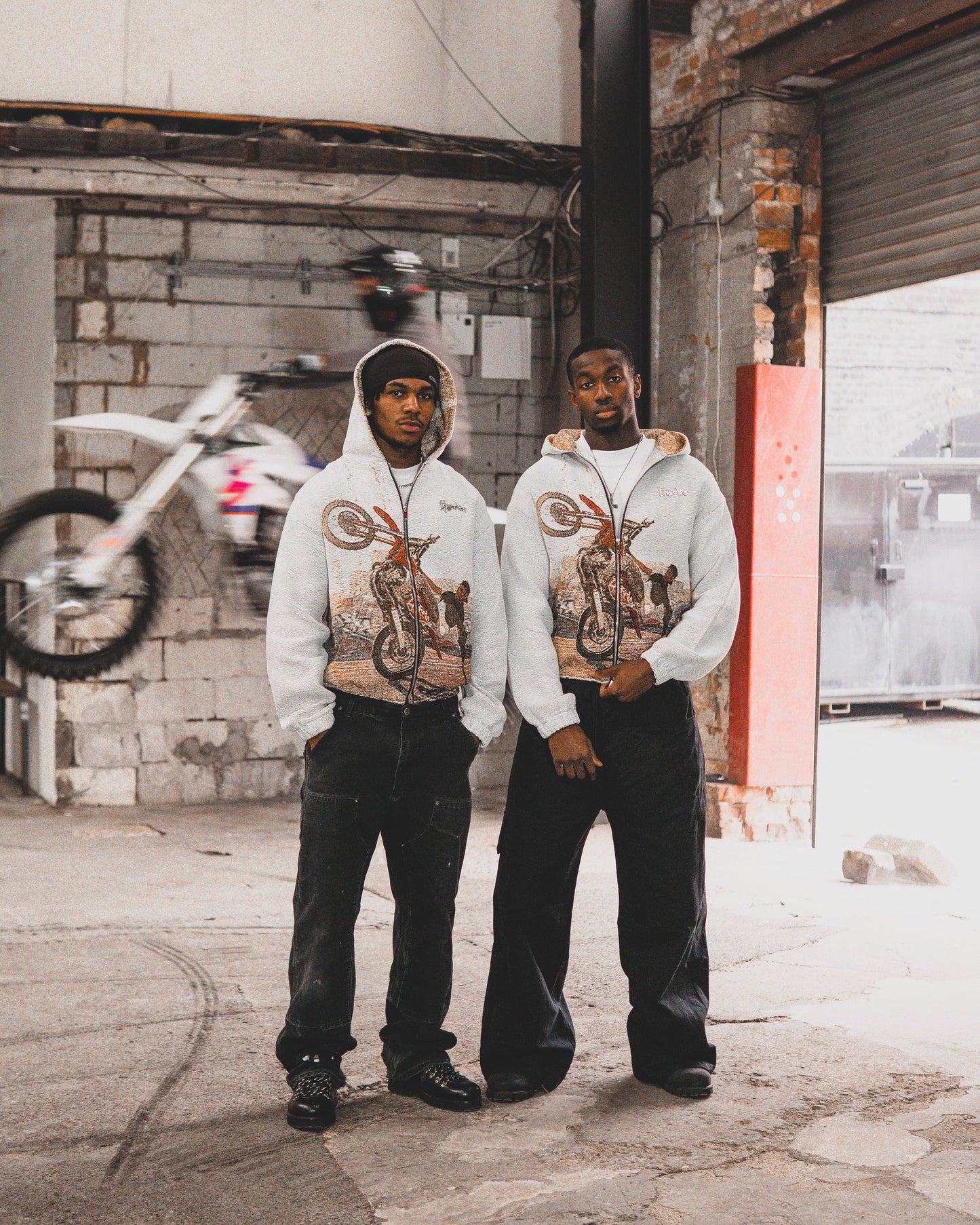 WHEEL UP Tapestry Zip-Up Hoodie