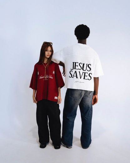 "SAVED BY JESUS" - KNIT JERSEY
