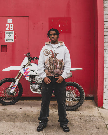 WHEEL UP Tapestry Zip-Up Hoodie