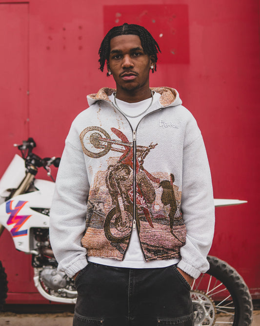 WHEEL UP Tapestry Zip-Up Hoodie