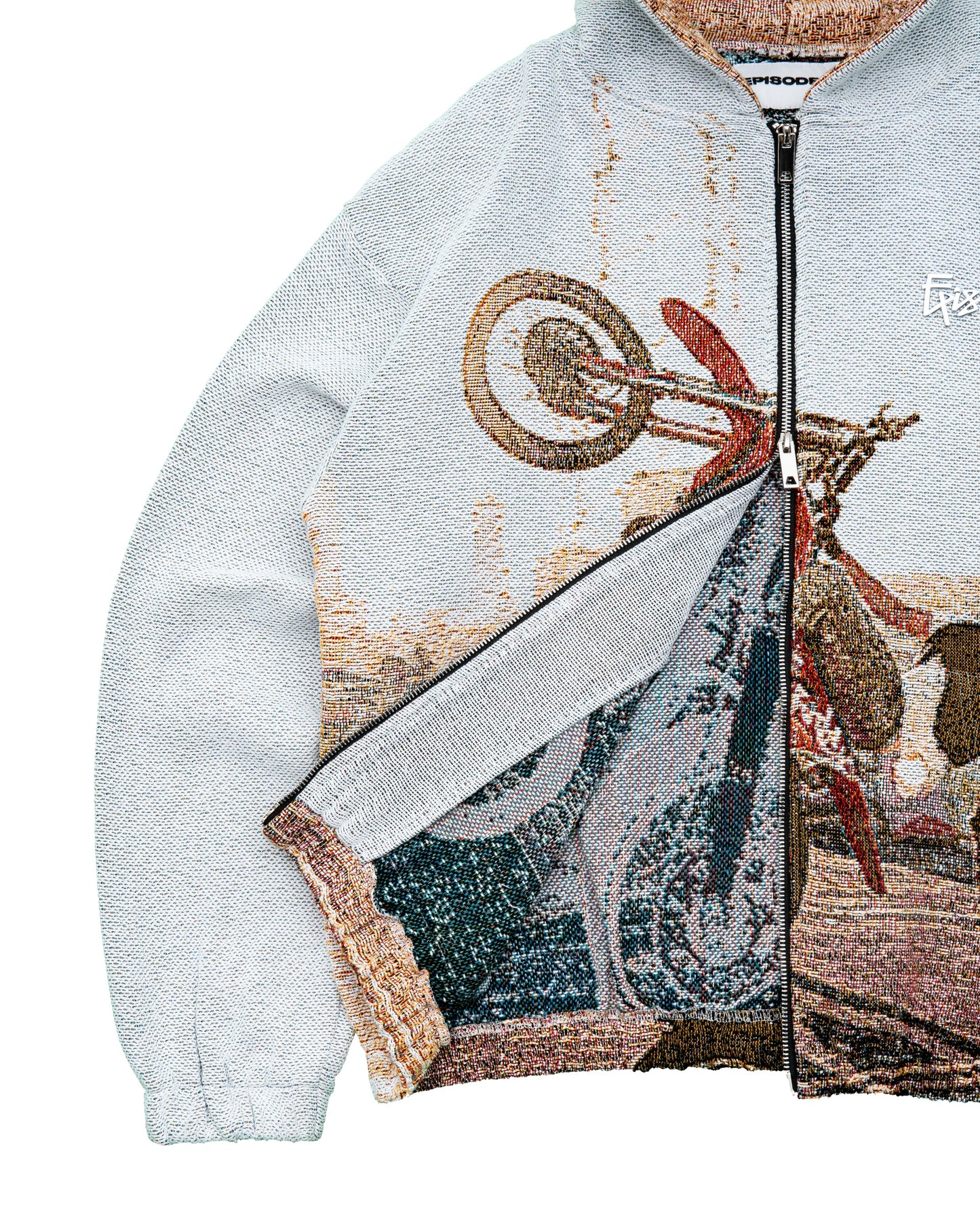 WHEEL UP Tapestry Zip-Up Hoodie