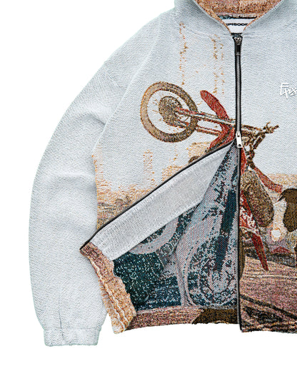 WHEEL UP Tapestry Zip-Up Hoodie